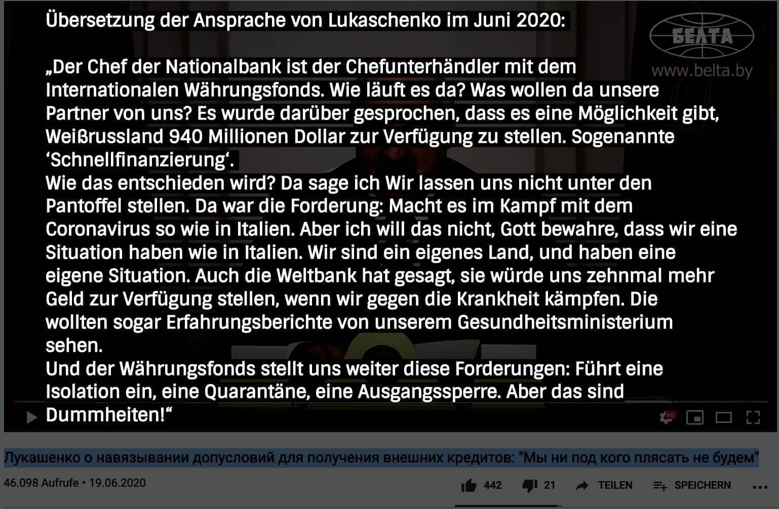 CORRECTIV hat die Ansprache von Lukaschenko übersetzt